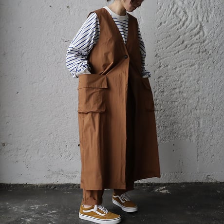 2B long gilet (brown)