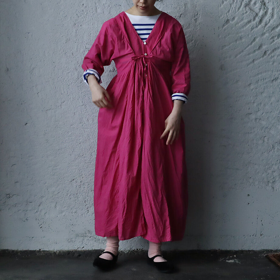 saruche サルーチェ saruche v-button cotton dress (pink) | nii-B |