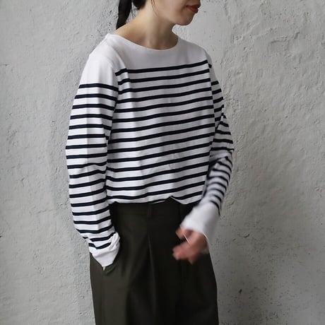 france navy type  border long sleeve shirt