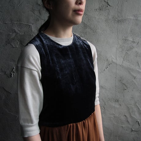 Tabrik no sleeve dress (navy x brown)  