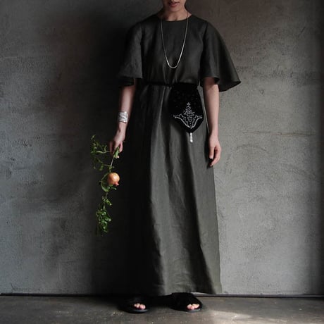 NOTA bell sleeve dress + purse  khaki