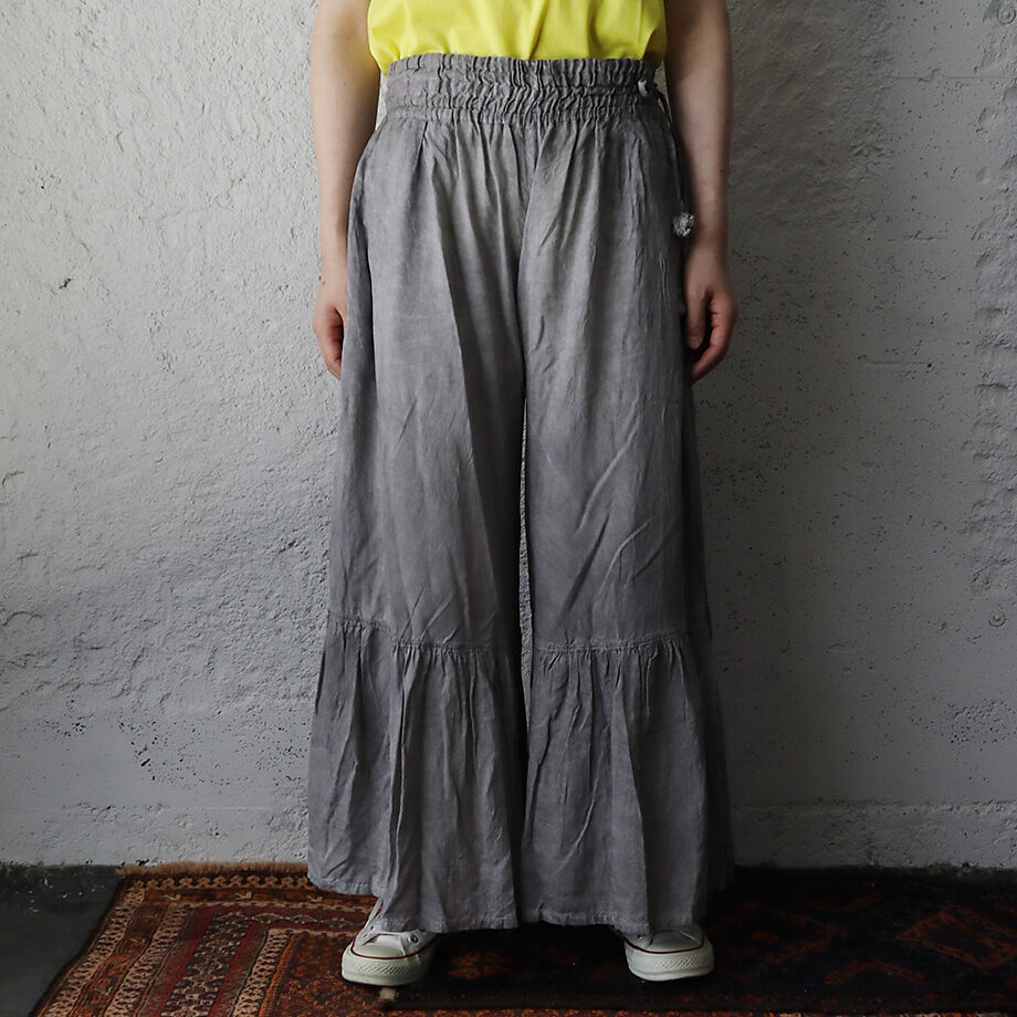 Tabrik タブリク カシミアパンツ Tabrik gather pants (hon-aizome) | nii-B | WEBSHOP