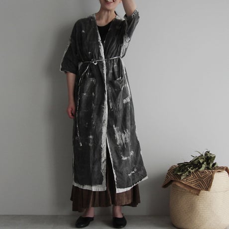 m.Funatabi kimono coat (Sumi dye)