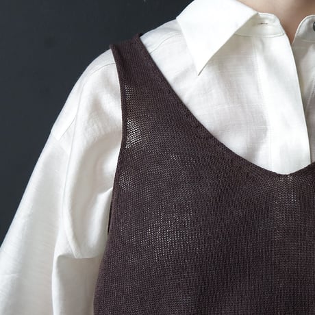 NOUVELLES DU PARADIS cotton knit vest (dark brown)