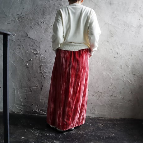 NOTA velvet long skirt (pinkred)