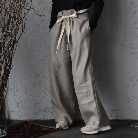.less linen wrap pants (beige)