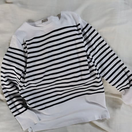 france navy type  border long sleeve shirt