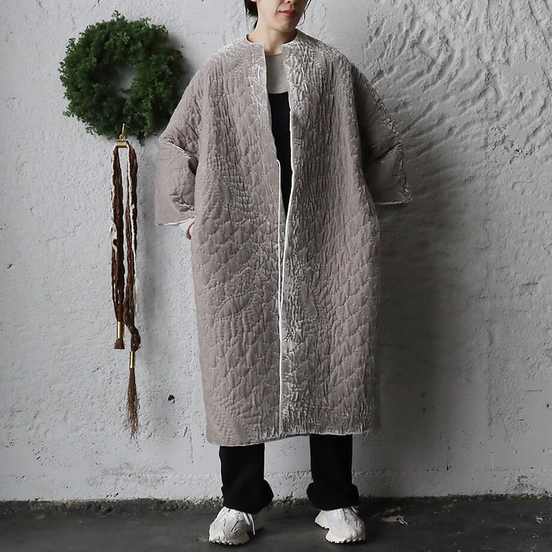 TOWAVASE velvet quilt robe (gray) | nii-B | W...