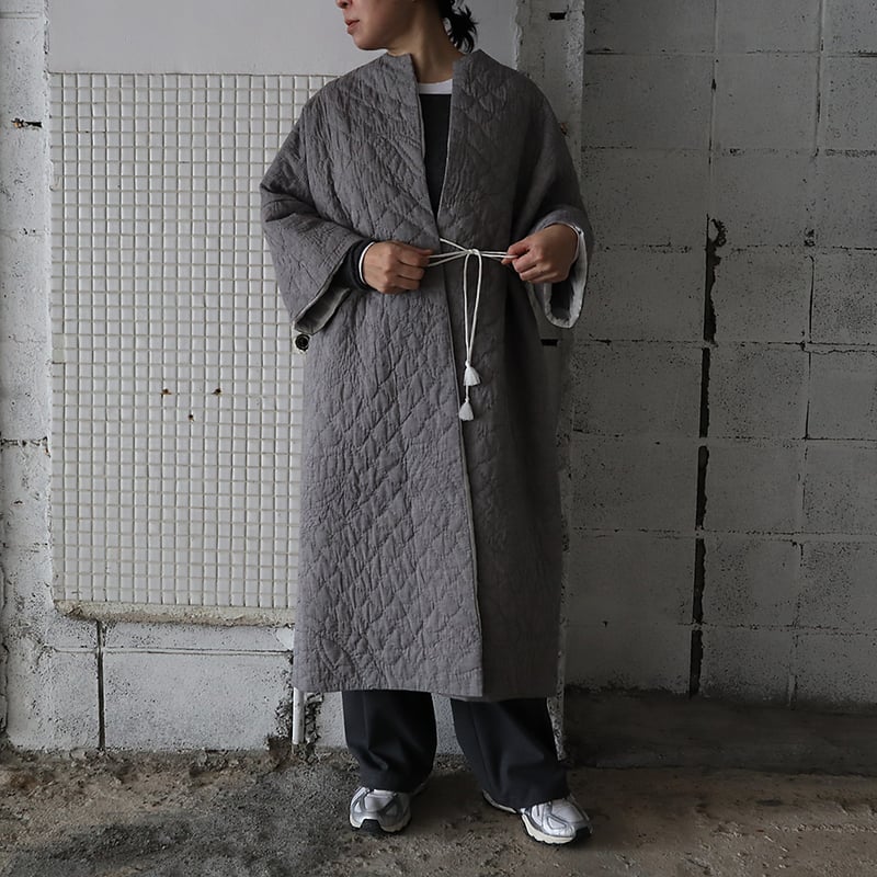TOWAVASE khadi cotton quilt robe (gray) | nii-B