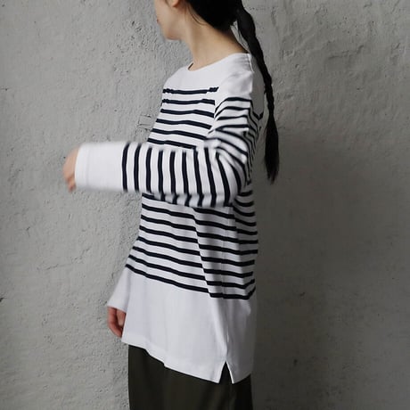 france navy type  border long sleeve shirt
