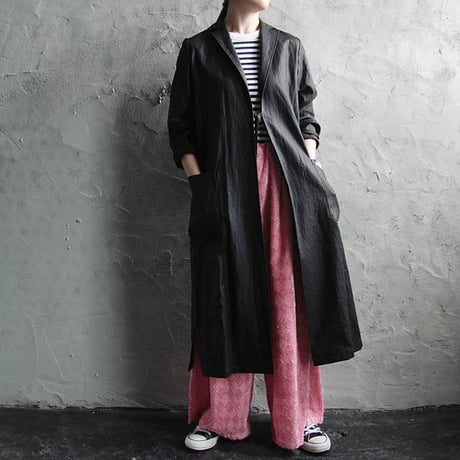 Tabrik coating linen coat black