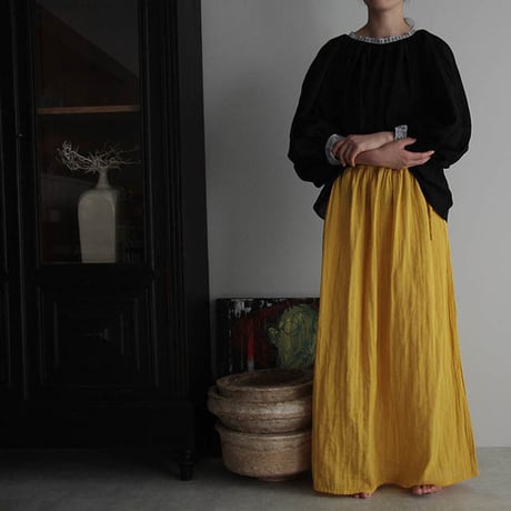 organic cotton long skirt  yellow