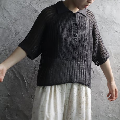 ànuke mesh polo knit (charcoal gray)