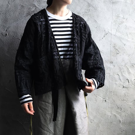 saruche hand cutwork short jacket (black)