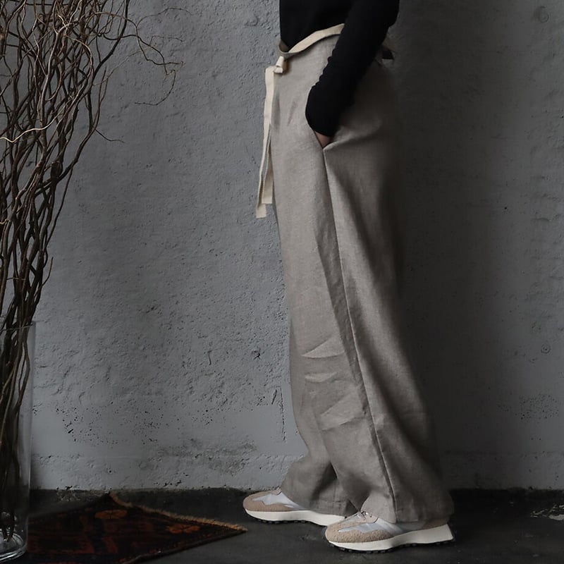 mp10734-Linen Like Wrap Pants (MADE IN JAPAN) ラップパンツ-