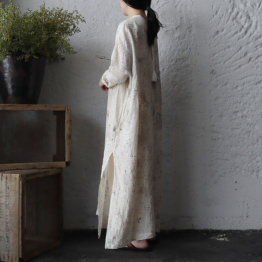 tabrik リネンタッセルドレス ログウッド染め Tabrik linen tassel dress (logewood) | nii-B |