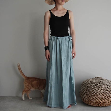organic cotton long skirt  sax blue