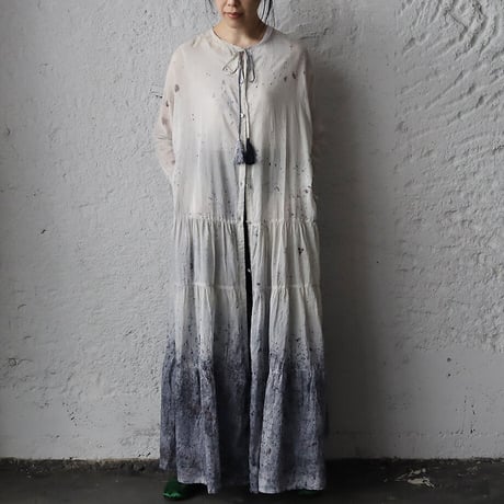 Tabrik cotton silk tiered dress (logewood)