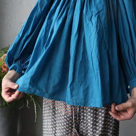 R&D.M.Co- khadi cotton  gather smock (blue)