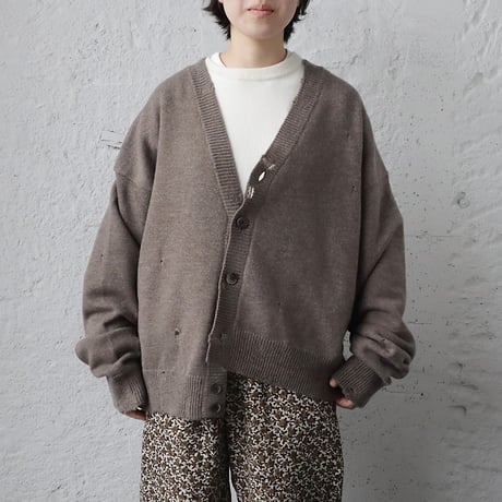 RYU KAGA damaged knit caradigan (charcoal)