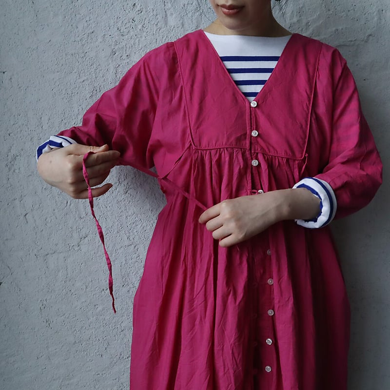saruche サルーチェ saruche v-button cotton dress (pink) | nii-B |