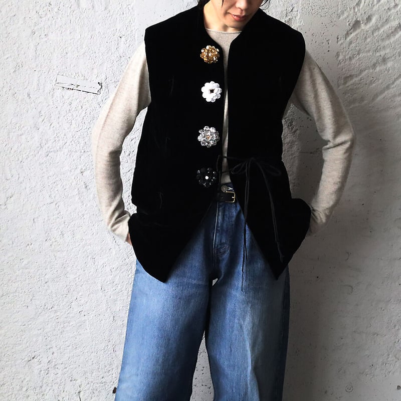 TOWAVASE La zabu vest jacket ラザブ ベスト TOWAVASE La zabu vest jacket (black) | nii-B |