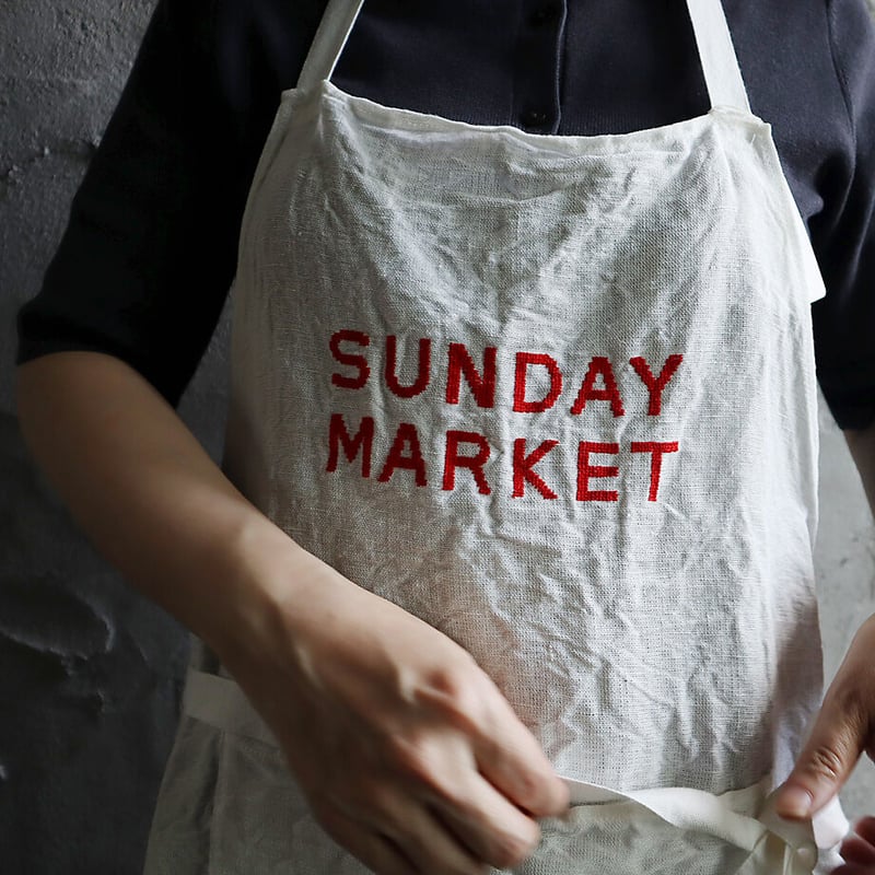 R&D.M.Co- linen apron (SUNDAY-MARKET) | nii-B
