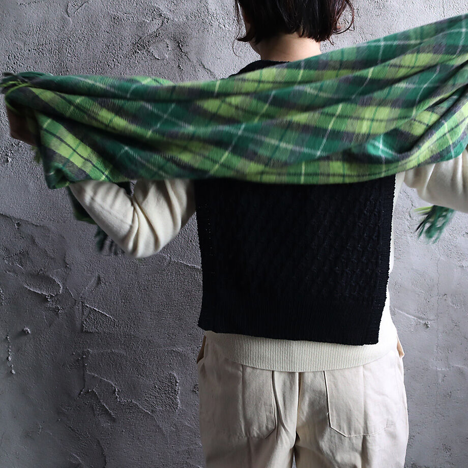 R&D.M.Co- オールドマンズテーラー ウールブランケット ダークグリーン R&D.M.Co- wool blanket (green mix check) | ni