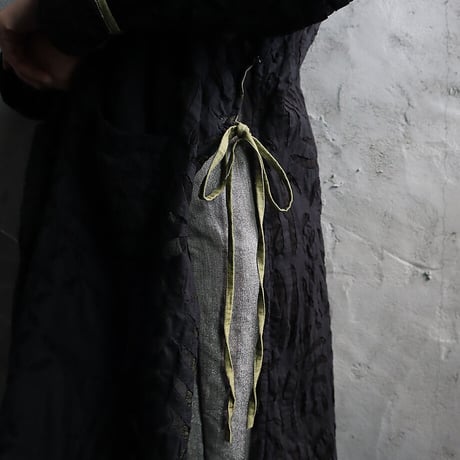 saruche hand cutwork long jacket (black)