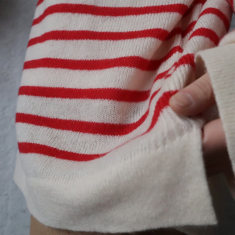 TOWAVASE Basque pullover (ivory x red) | nii-B