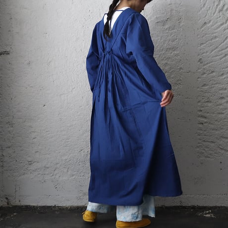 saruche v-button cotton dress (blue)
