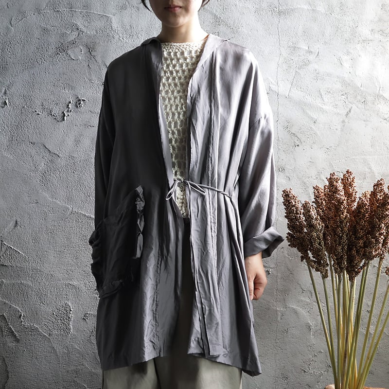 TOWAVASE Volant silk short robe (light gray) | TOWAVASE Volant silk short robe (light gray) |