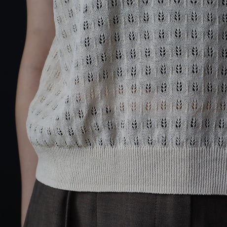 NOUVELLES DU PARADIS openwork knit vest (ivory)