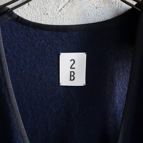 2B wool long gilet (navy)
