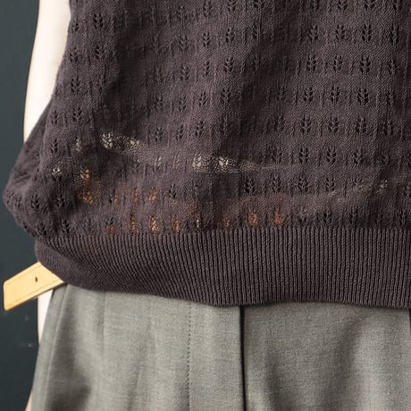 NOUVELLES DU PARADIS openwork knit vest (dark brown)