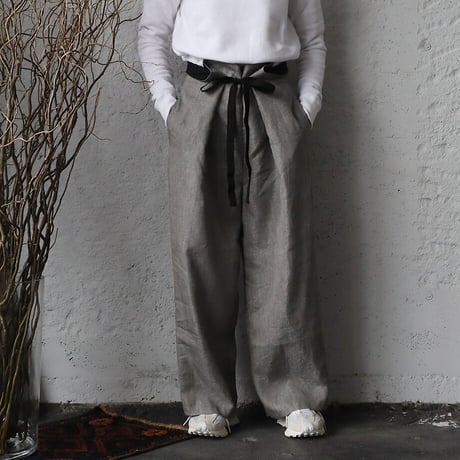 .less linen wrap pants (gray)