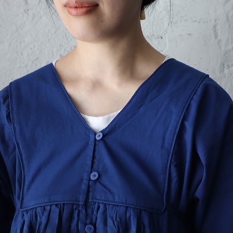 saruche v-button cotton dress (blue)