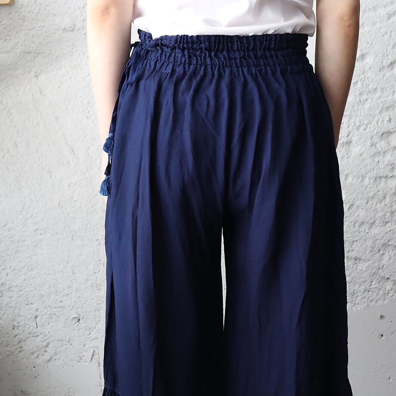 Tabrik gather pants (hon-aizome) | nii-B | WEBSHOP