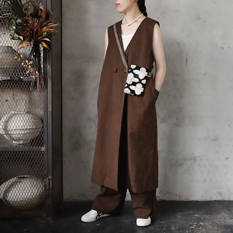 .less jacquard wrap pants (brown)