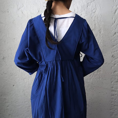 saruche v-button cotton dress (blue)