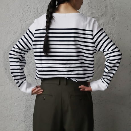 france navy type  border long sleeve shirt