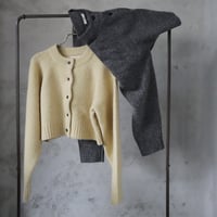 ànuke melange knit cardigan (yellow/charcoal gray)