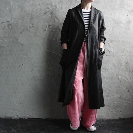 Tabrik coating linen coat black