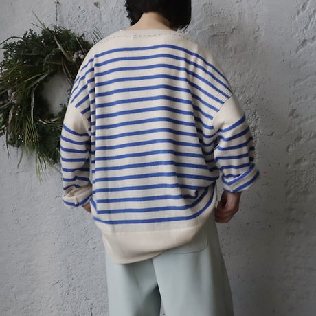 TOWAVASE Basque pullover (ivory x blue)