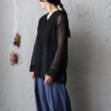 NOTA sheer blouse (black/navy)