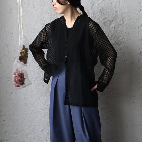 NOTA sheer blouse (black/navy)