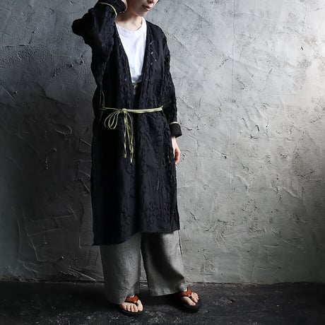 saruche hand cutwork long jacket (black)