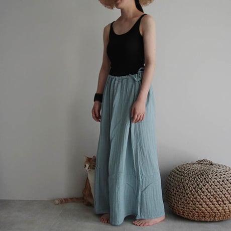 organic cotton long skirt  sax blue