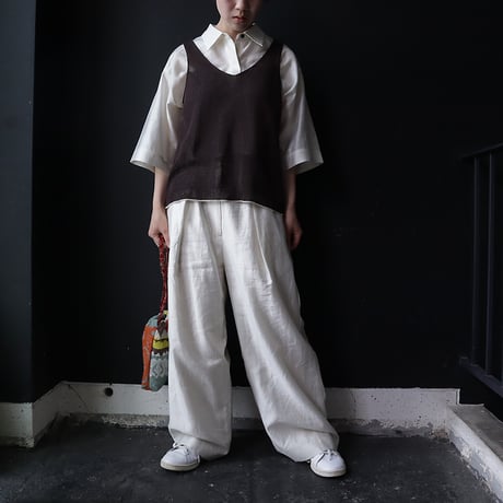 NOUVELLES DU PARADIS cotton knit vest (dark brown)