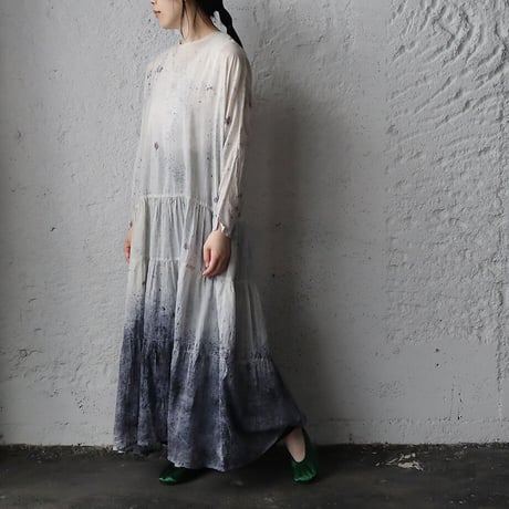 Tabrik cotton silk tiered dress (logewood)